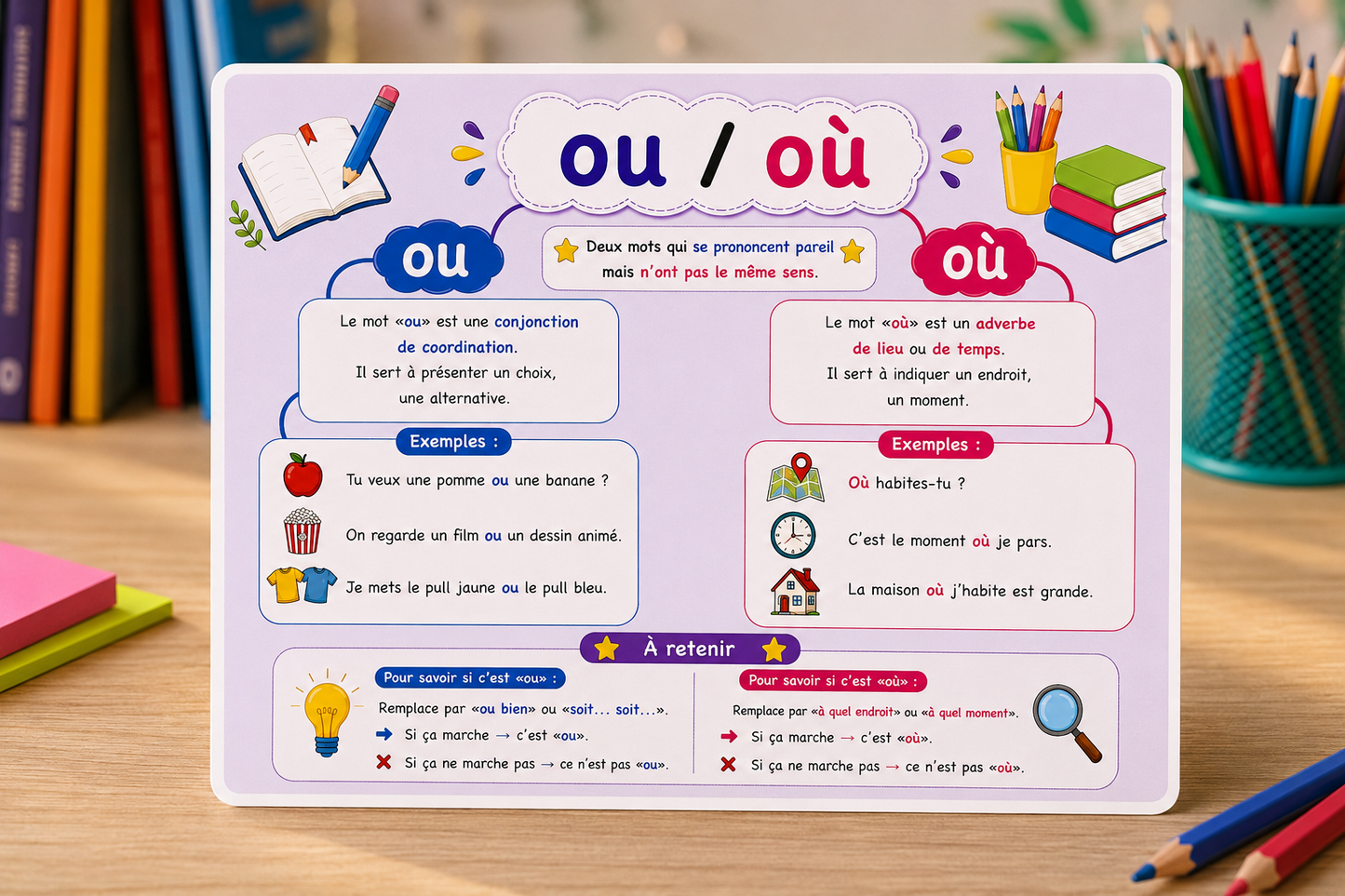 10 cartes mentales des homophones grammaticaux – Primaire | بطاقات ذهنية للمتشابهات الفرنسية