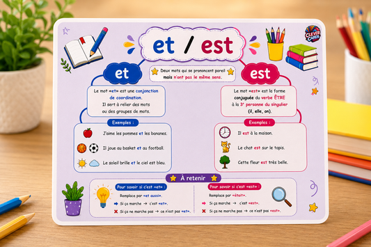 10 cartes mentales des homophones grammaticaux – Primaire | بطاقات ذهنية للمتشابهات الفرنسية