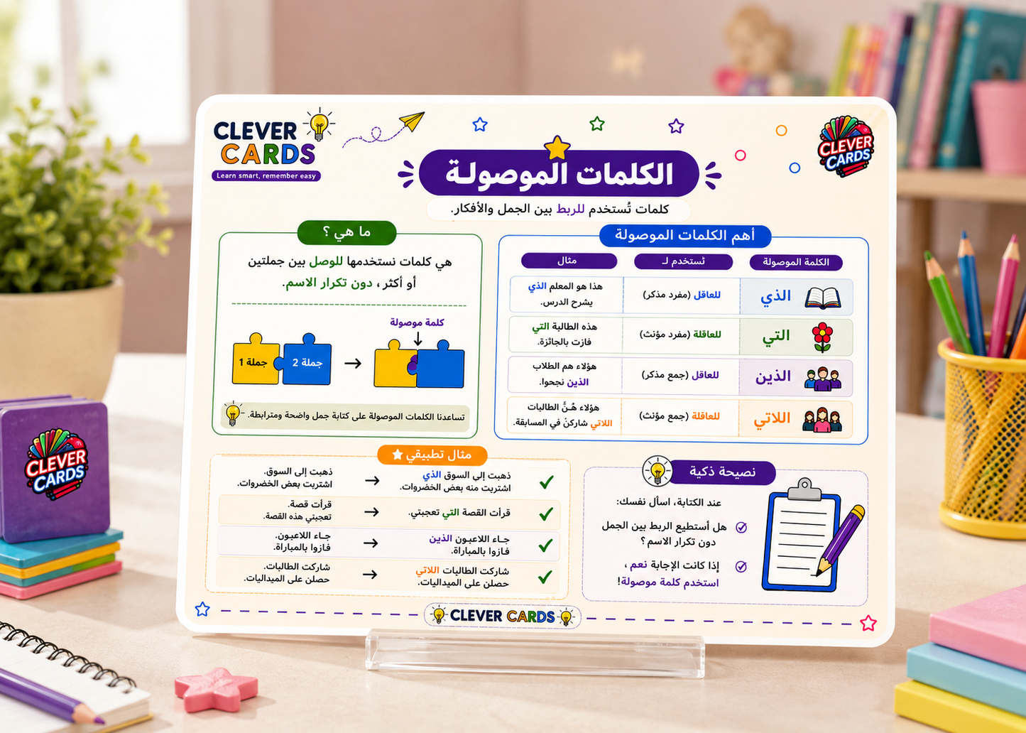 بطاقات اللغة العربية – المستوى الرابع ابتدائي | Cartes d’arabe – 4e année