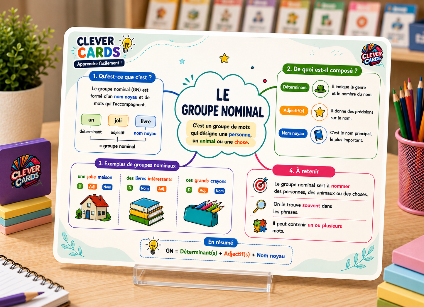 Cartes mentales de français – 4e année primaire | بطاقات ذهنية للفرنسية – المستوى الرابع