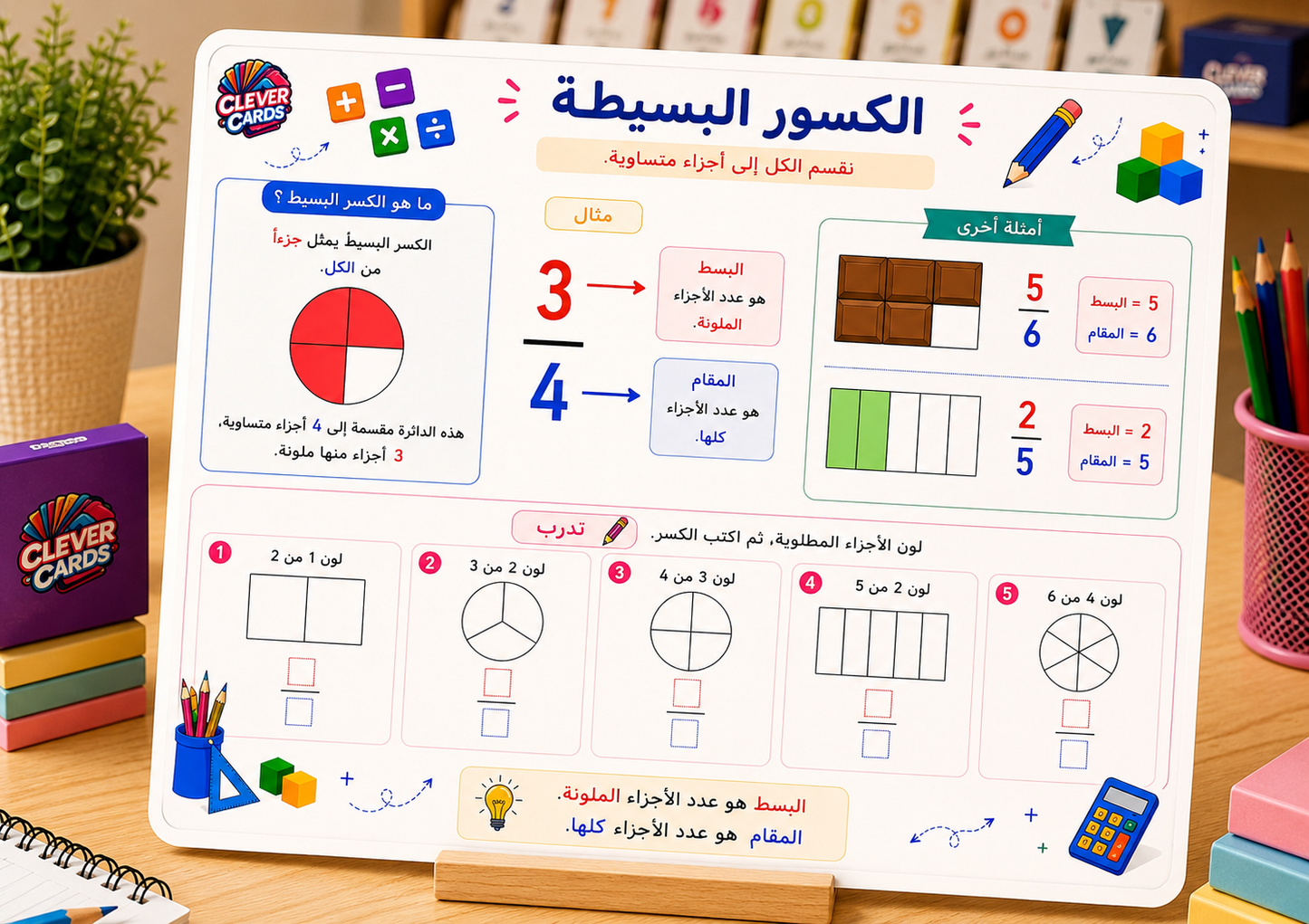 بطاقات الرياضيات – المستوى الرابع ابتدائي | Cartes de mathématiques – 4e année