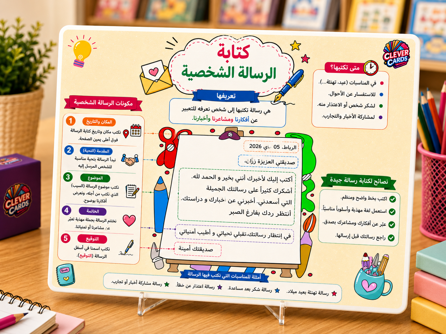 بطاقات اللغة العربية – المستوى الخامس ابتدائي | Cartes d’arabe – 5e année