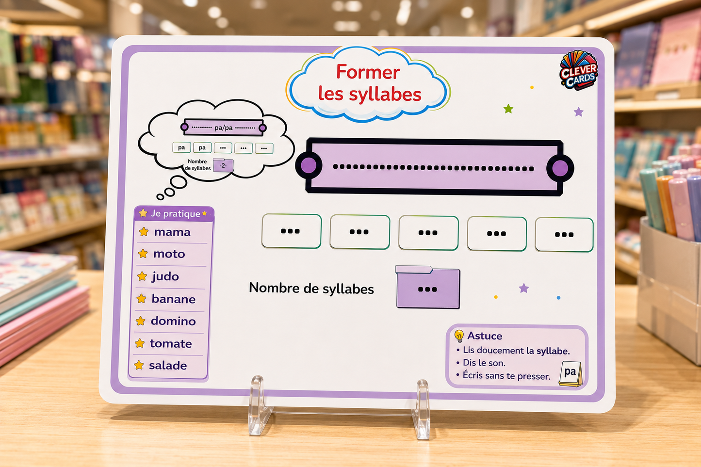 Carte de syllabes – Lecture en français, maternelle/1re année | بطاقة المقاطع الفرنسية
