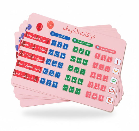 مجموعة حركات الحروف العربية – تعلّم القراءة من 3 سنوات | Cartes Harakat pour apprendre à lire